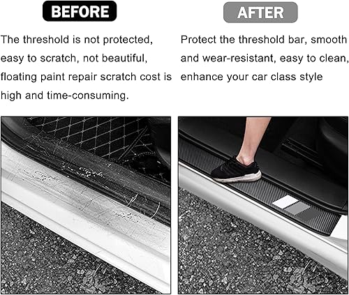 Miniatura 5 de YOSRTER 5 calcomanías protectoras para umbral de puerta, accesorios para Toyota, Tacoma 4Runner, Tundra, TRD, Rav4, Highlander, fibra de cuero,