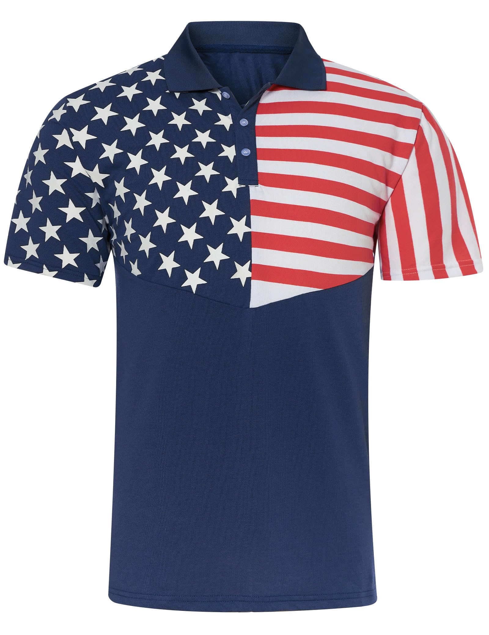 UNIFACO Men's American Flag Polo Shirt Patriotic Performance Golf Short Sleeve Polo T-Shirts M-XXL