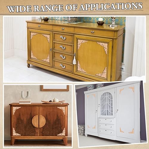 Miniatura 4 de 20 piezas de apliques de madera, apliques decorativos de madera incrustados de madera, calcomanías de madera tallada sin pintar, calcomanías de