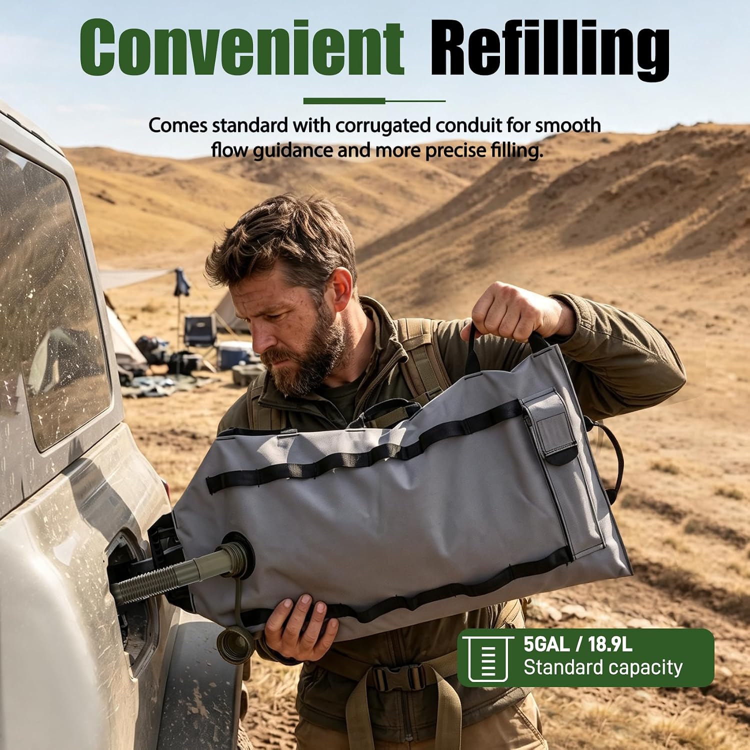 5 Gallon Armadillo Bag, Collapsible Utility Bladder for Motorcycles