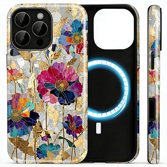 Magnetic for iPhone 12 Pro Max Case,Luxury Marble Floral