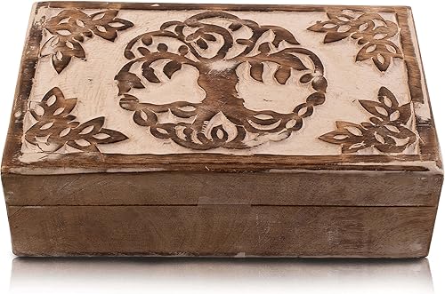 Grandes regalos de cumpleaños, joyero de madera decorativo hecho a mano, organizador de joyas tallado en árbol de la vida, caja de recuerdos, caja
