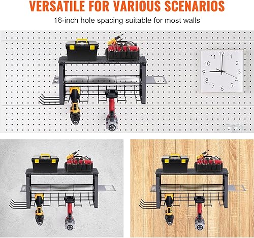 Miniatura 6 de VEVOR Organizador de herramientas eléctricas, 4 ranuras, 3 capas, soporte de pared para taladro inalámbrico, resistente a la corrosión, estante de