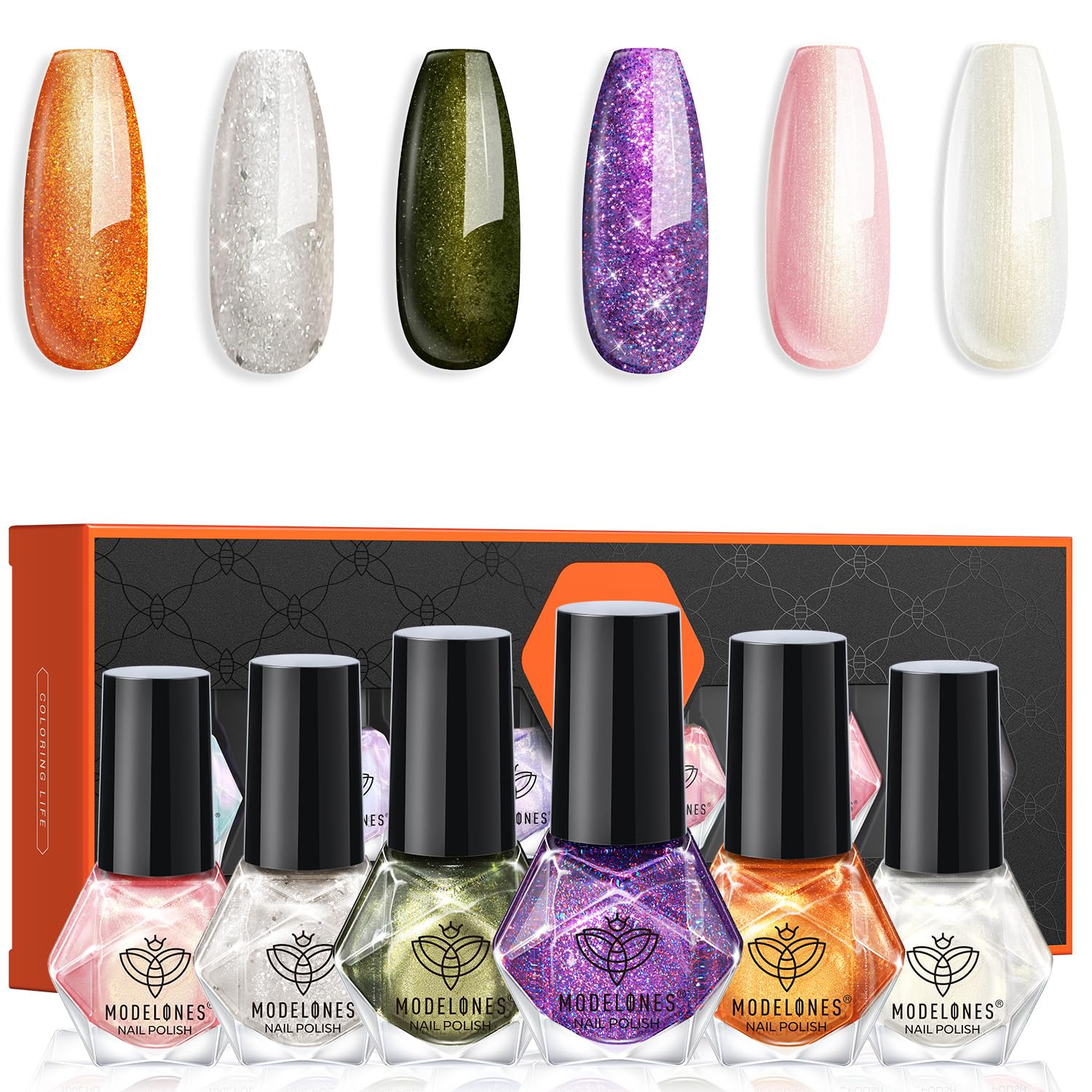 modelones Nail Polish 6 Colors Quick Dry Nail Polish Set Mini Finger Long Lasting Fast Drying Manicure DIY