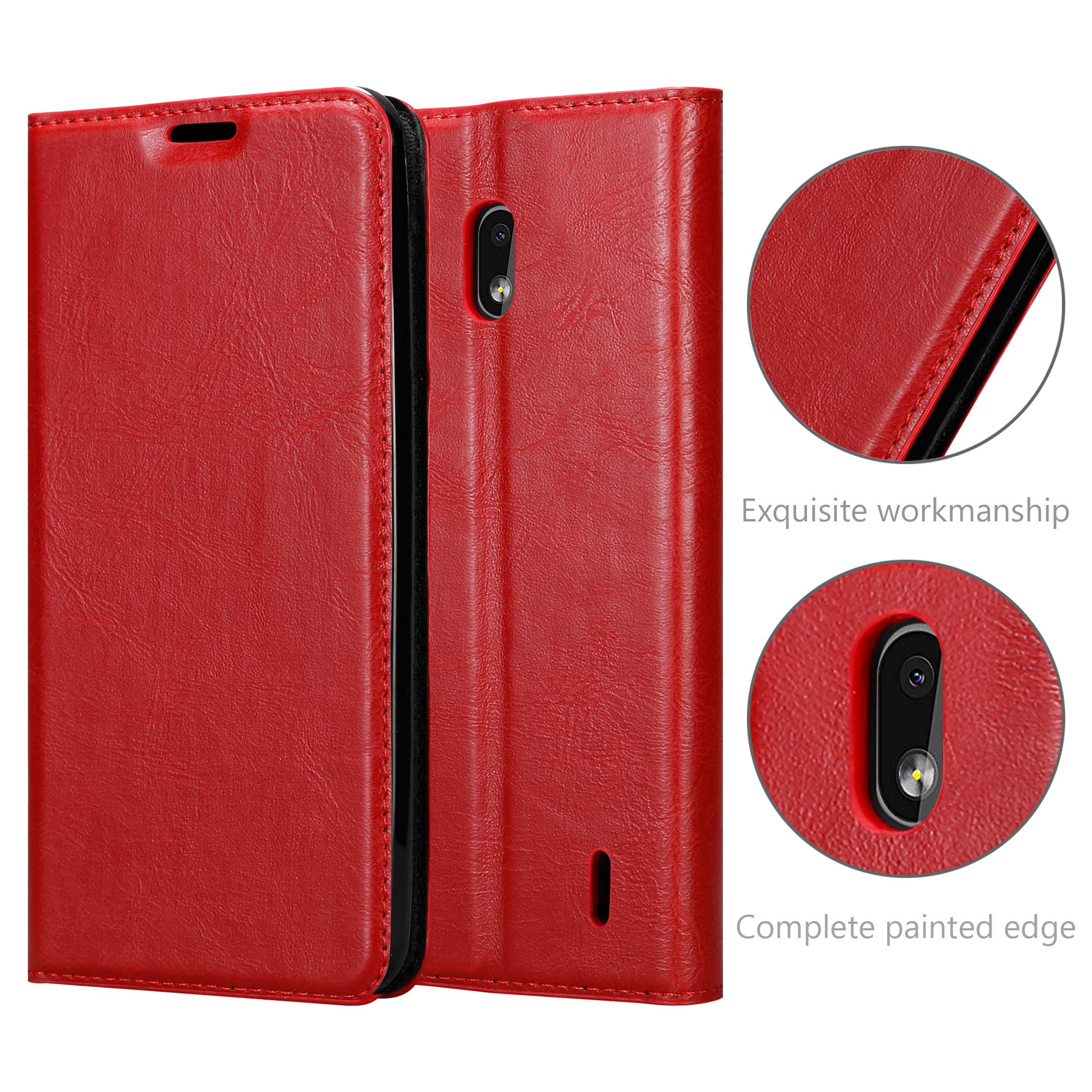 Cadorabo - Custodia Compatibile Con Nokia 2.2 In Rosso Mela - Coperchio Protettiva Con Chiusura Magnetica, Funzione Stand E Tasca Per Le Carte