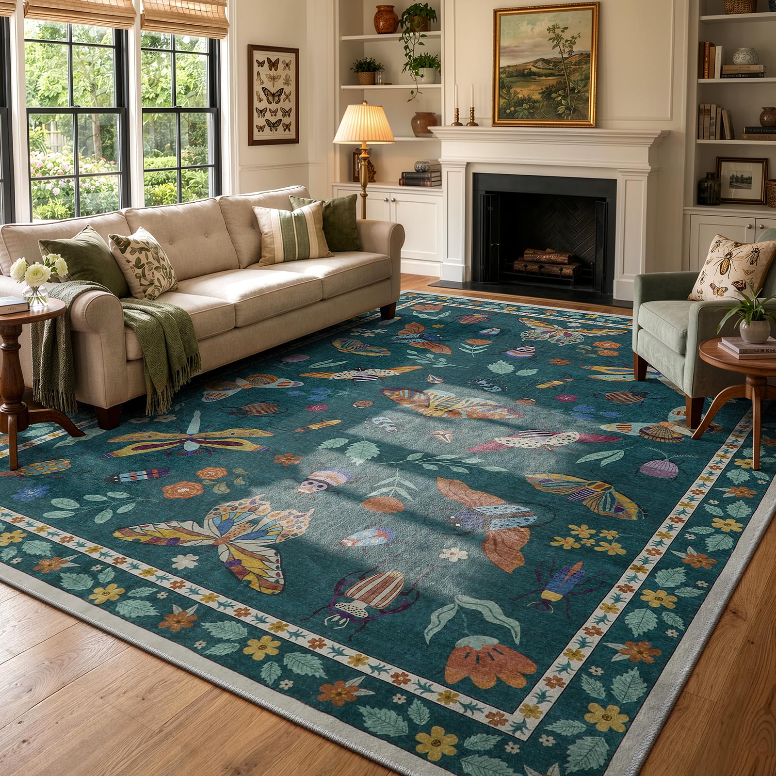 Amazon.com: Lahome Dark Green Bug Rug, 8x10 Insect Washable Rugs