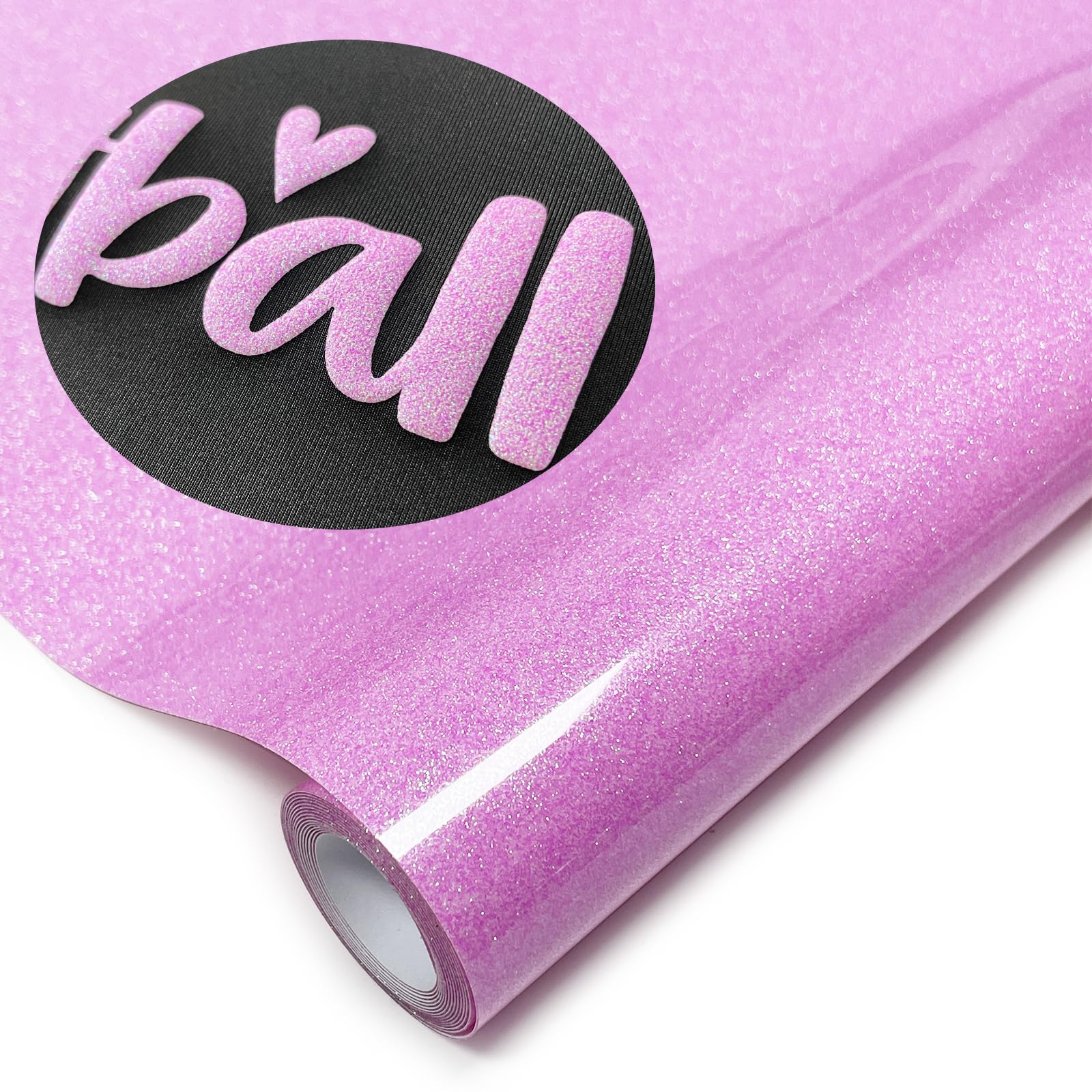 Glitter Puff Heat Transfer Vinyl (Neon Pink), 12in X 5ft Iron on Vinyl