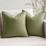 MIULEE Boîte de 2 Couvertures d'oreillers 18x18 Inch vert d'olive Linge de maison déco Couvres d'oreiller Accent Boho Coussin Couvre la maison de ferme moderne Décor pour canapé salon lit