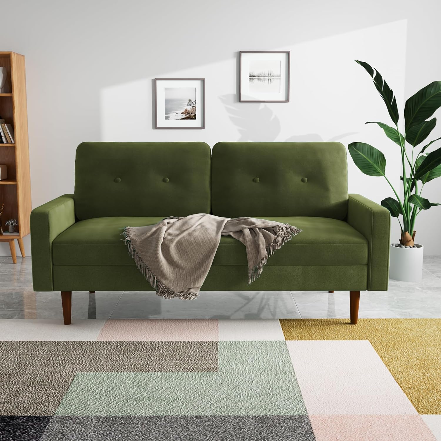 Meeyar Small Velvet Loveseat, MidCentury Modern Love Seat