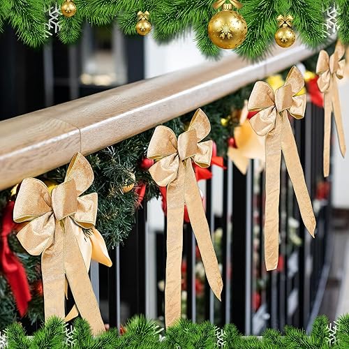 Miniatura 7 de 16 lazos decorativos de Navidad, corona de Navidad, lazo grande para decoración de árbol de corona, guirnalda de invierno, decoración de fiesta de