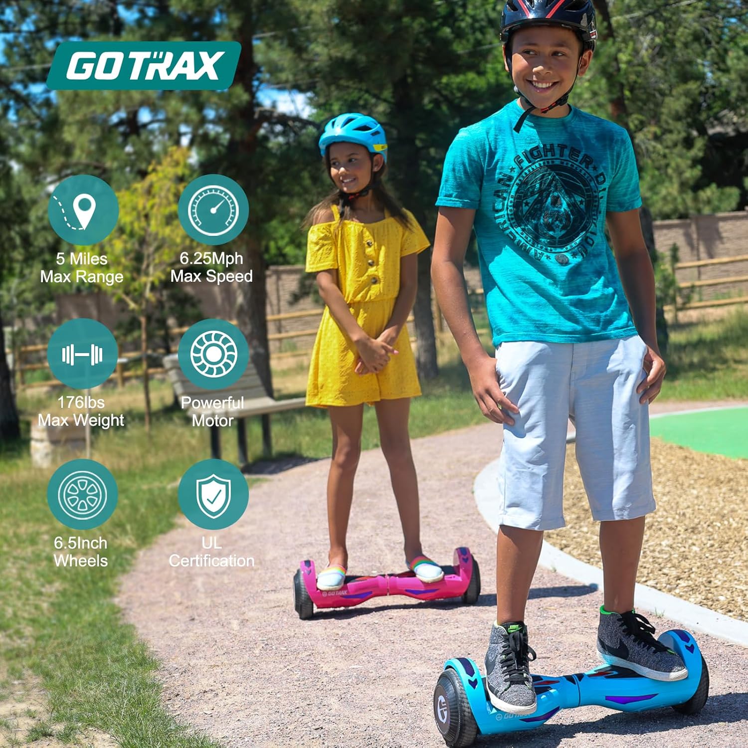 Hoverboard Gotrax with solid 6.5 "Solid-off/off-road tires, maximum range 5/6 miles, power of 6.2 miles per hour for double brush engine, certified UL2272 and 65.52W/93.6Wh self-tanking scooter battery for 44-176 pounds 3 81179LYqFBL. AC SL1500