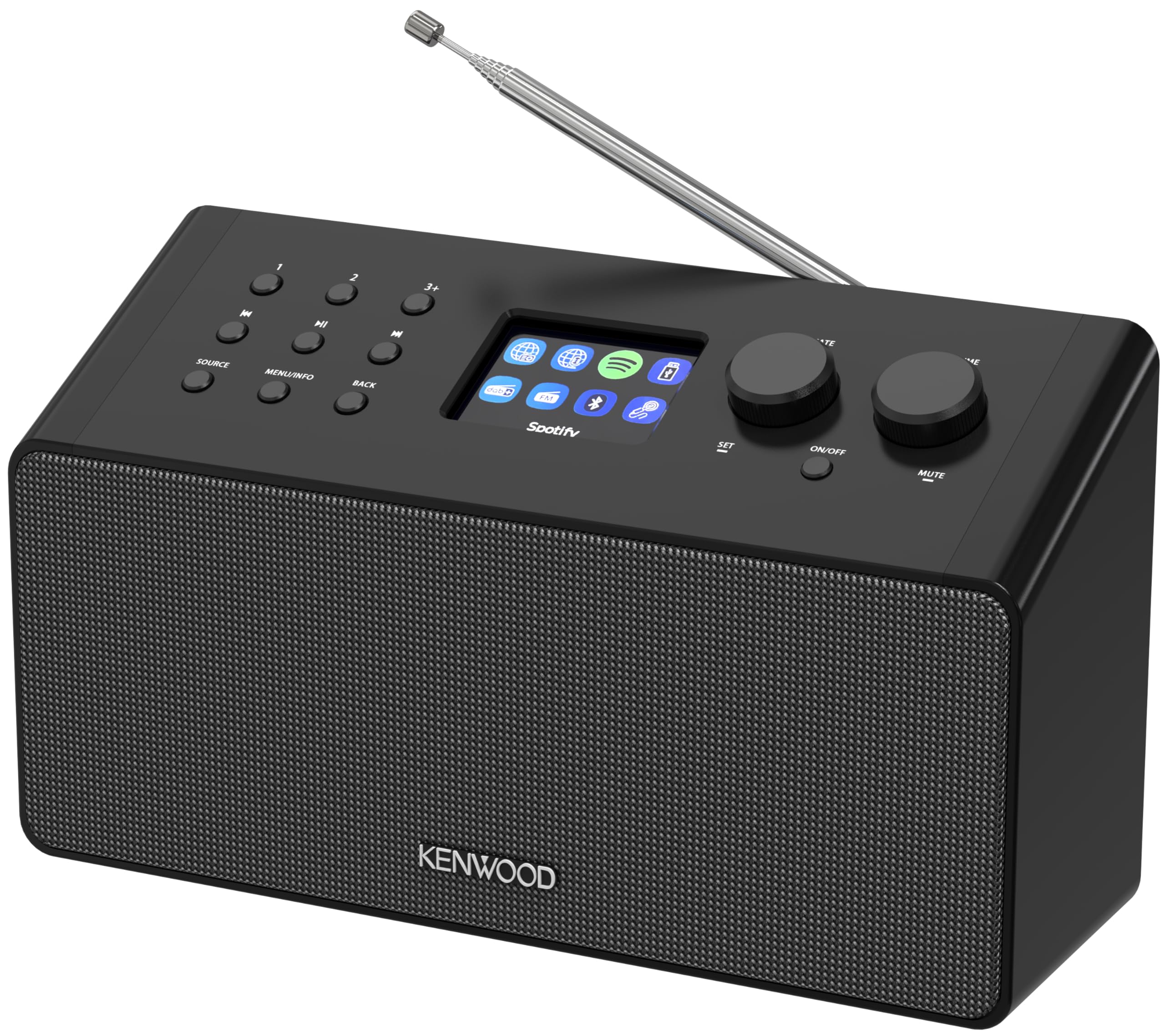 Kenwood CR-ST90S - Smart-Radio mit Li-Ionen Akku, 2,4" Farbdisplay, WiFi Internetradio, DAB+, UKW, Spotify, Bluetooth, 10 W RMS Stereo, USB, AUX-In, USB-C, Bassreflex, OKTIV App, Schwarz