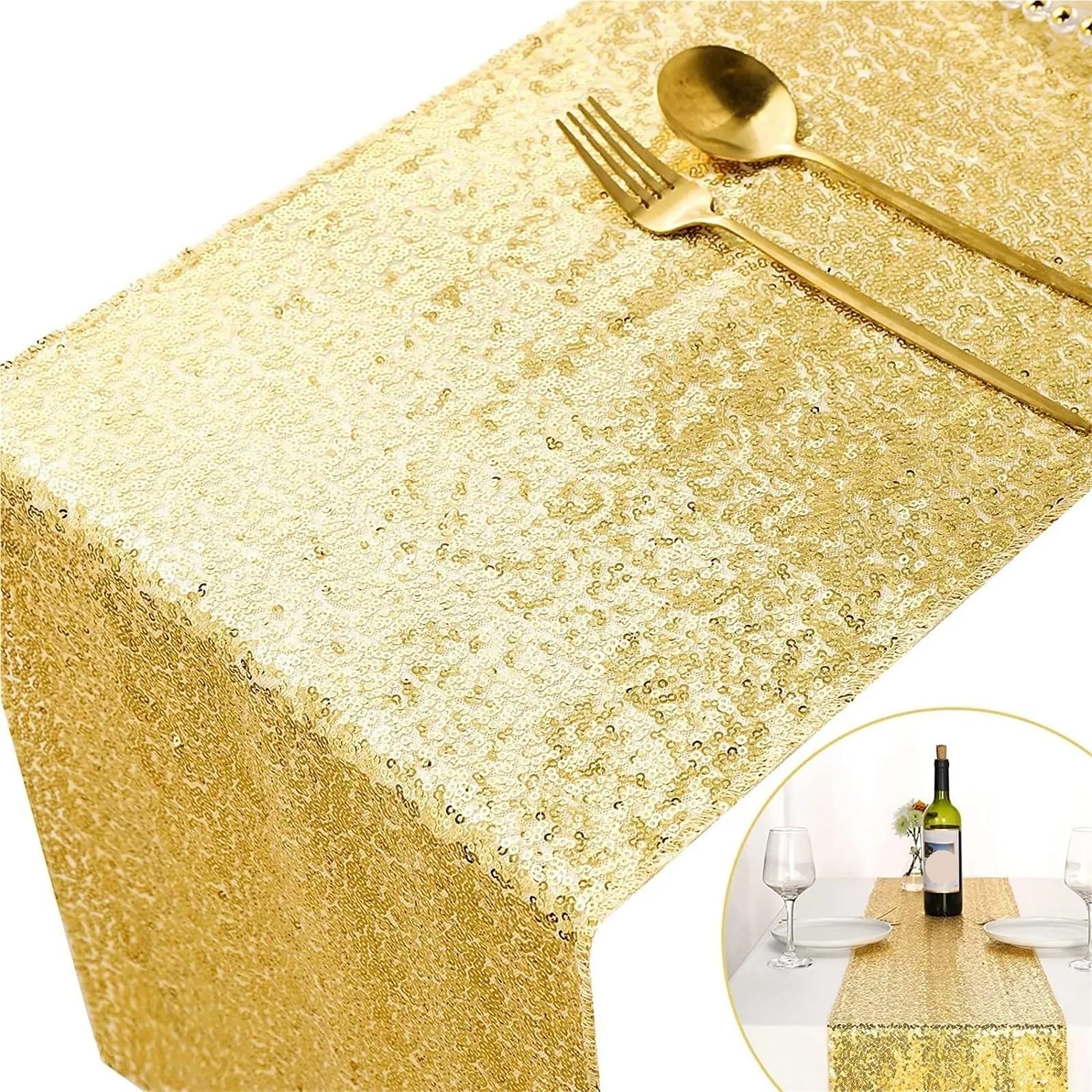 Runner da tavola in garza glitterata, Runner Da Tavola Con Paillettes Garza Glitter Multicolor 30x180-275cm 3 Pz