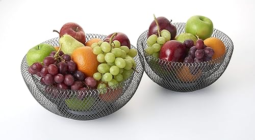 Miniatura 2 de Nifty Solutions Cuencos decorativos de malla de bronce aceitado  Juego de 2, cesta de frutas de metal moderno, diseño ligero de doble pared,