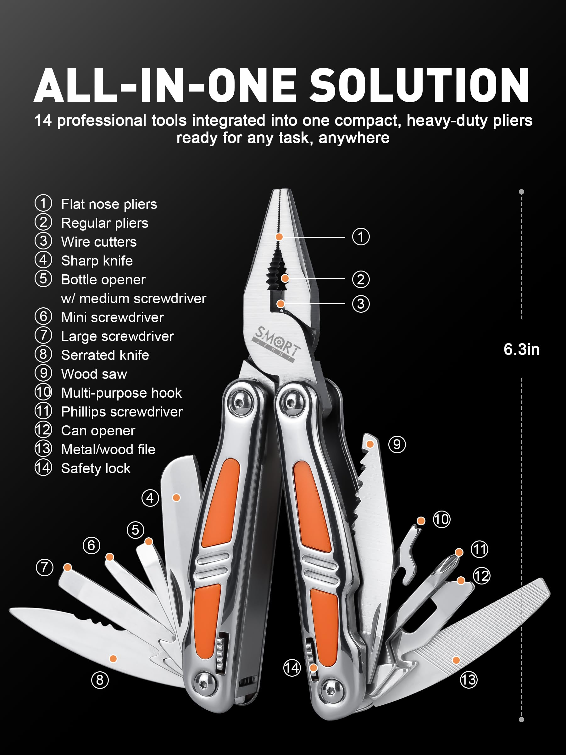 14-in-1 Multitool Pliers, Premium Gift Box Packaging, Ideal Gift