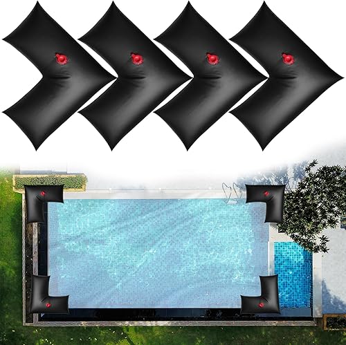 YBB Paquete de 4 tubos de agua de invierno en forma de L para cubiertas de piscina, pesos de cubierta de piscina enterrados resistentes, 2 x 2 pies