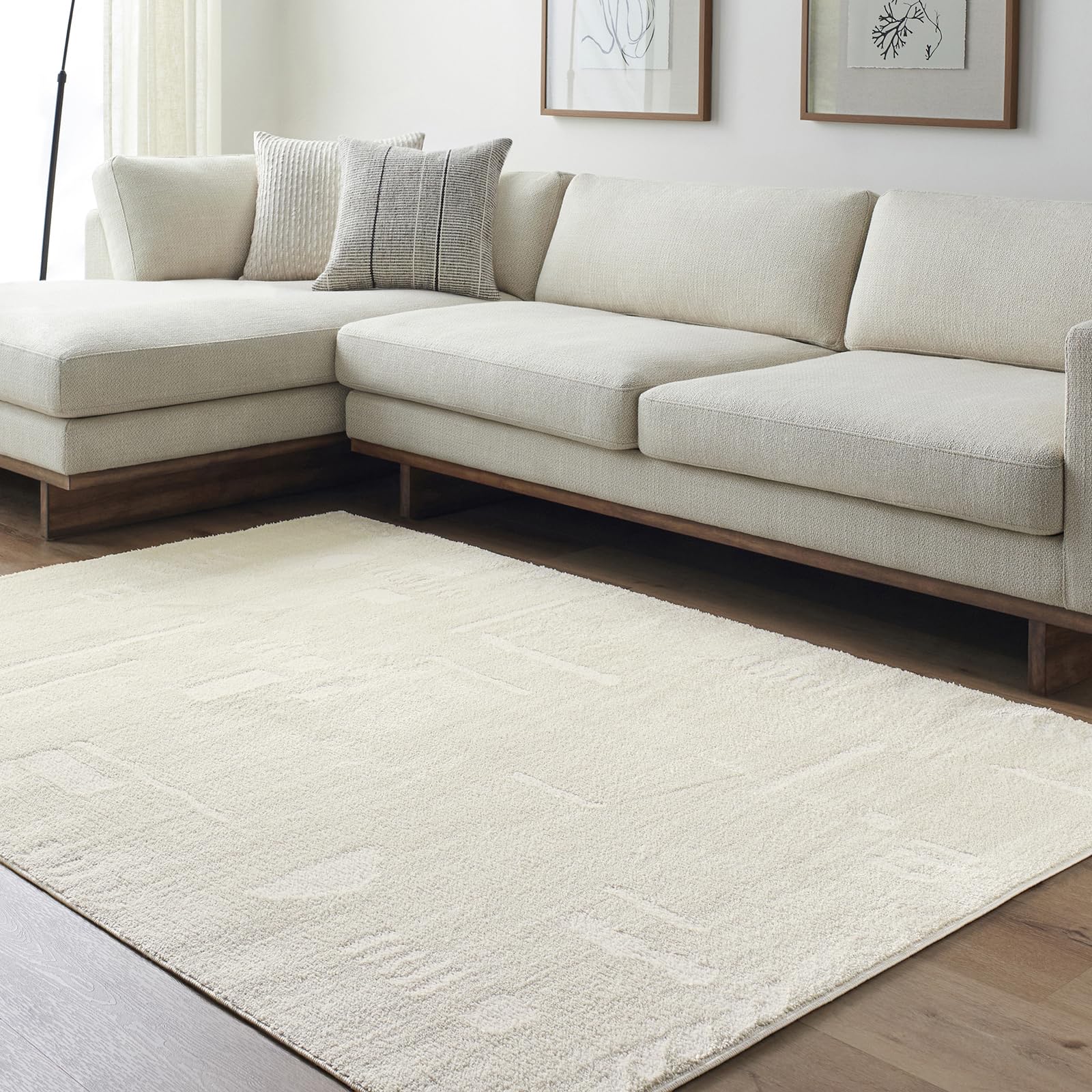 Livabliss Kobe Abstract Rug - Area Rugs Living Room 140x200 cm, Dining Room, Lounge, Kitchen, Bedroom - Modern Marble Large Rug, Soft Luxurious Easy Care Medium Pile, Cream