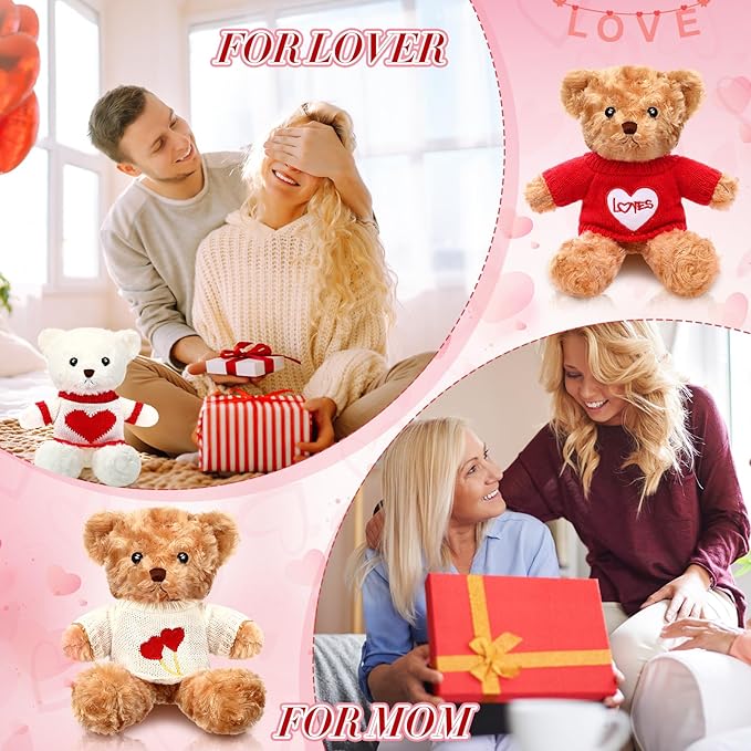Hungdao 8 Ositos de Peluche San Valentín 25cm Relleno Suave Regalo miniatura 6