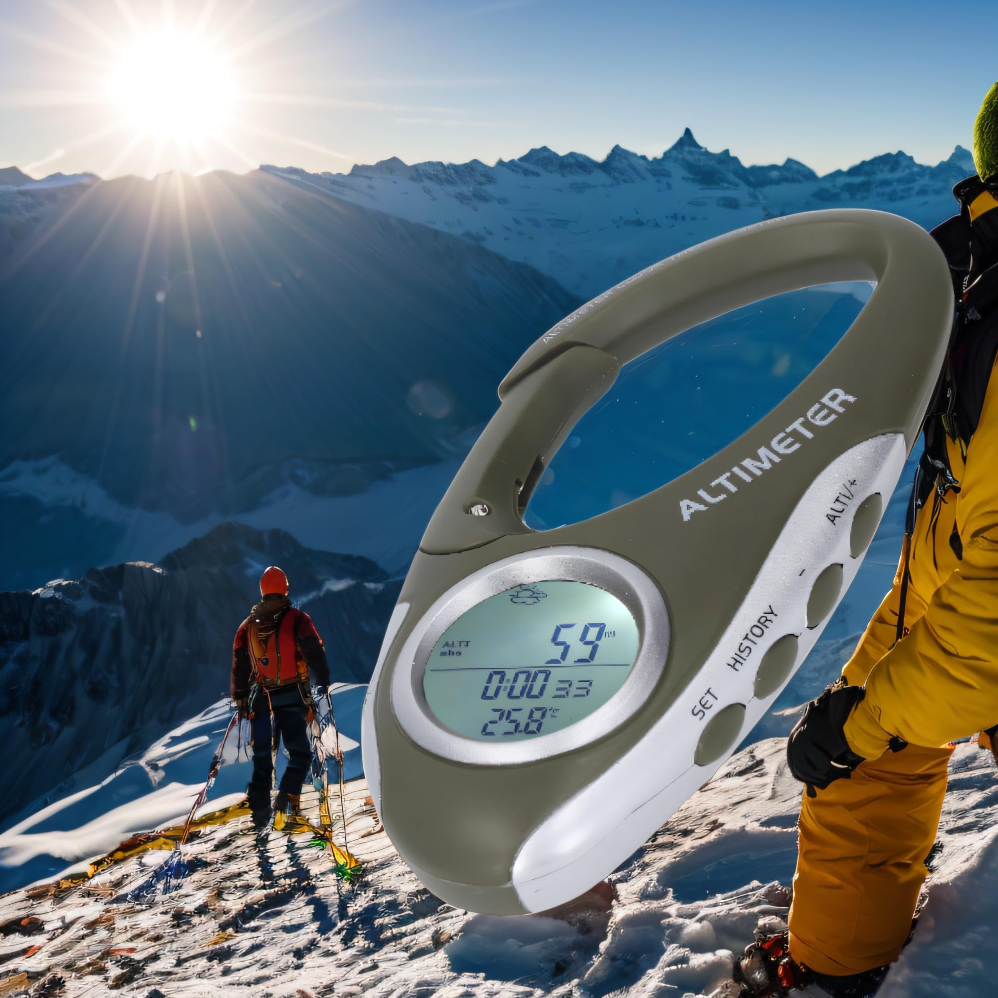 Barometro Digitale Altimetro Portatile con Display Retroilluminato per Escursionismo Arrampicata