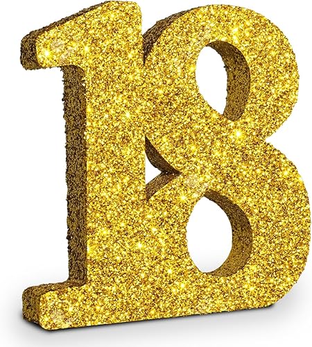 Decoraciones de cumpleaños con número 1 con purpurina dorada, centros de mesa para decoración de mesa, decoración de mesa de cumpleaños de