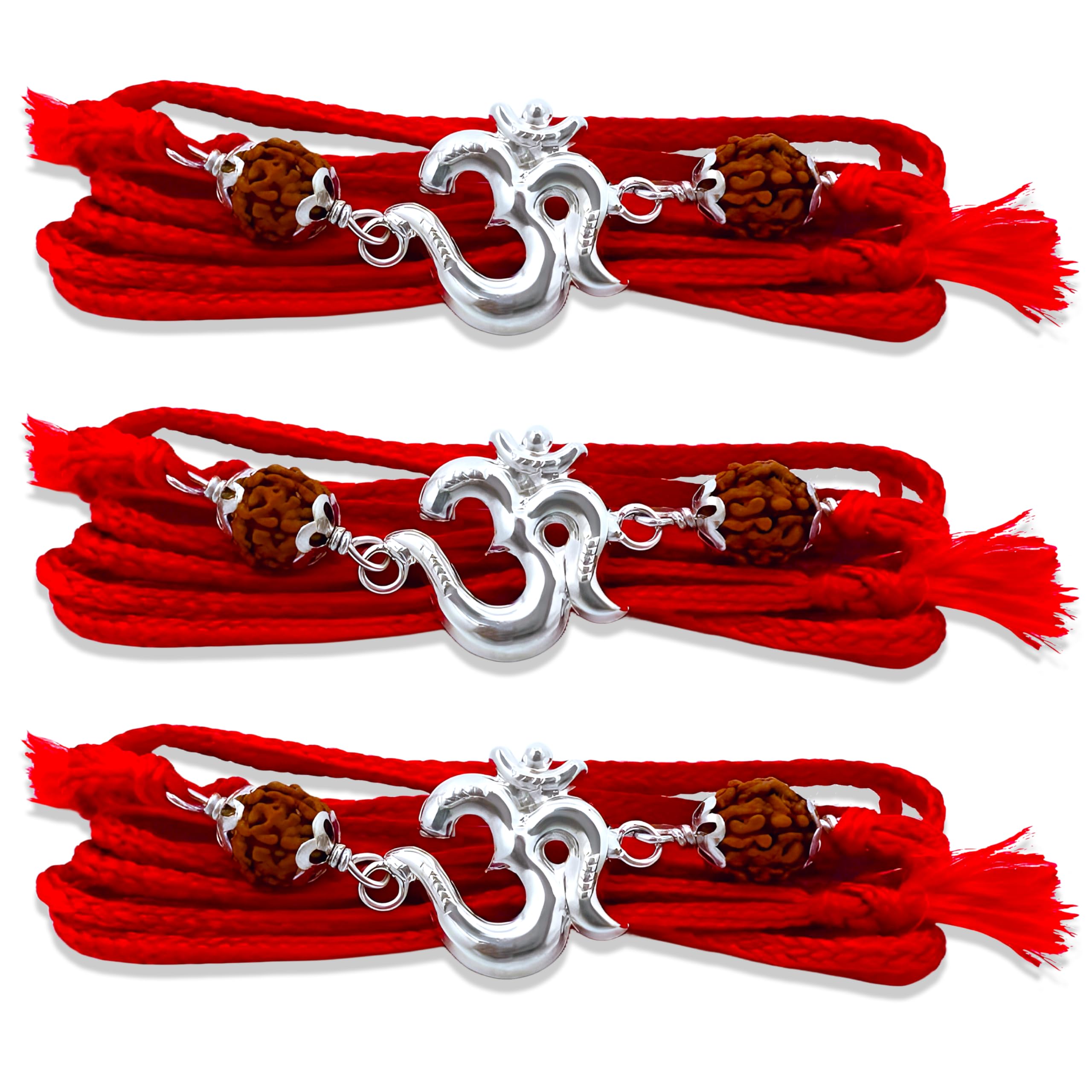 Real Silver Rakhi for BrotherStudded with 5 Mukhi Rudraksh, with Certificate of Authenticity,silver rakhi (Pack of 3) (B0D9BM2F2Q) Amazon Price History, Amazon Price Tracker