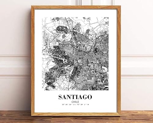 Miniatura 2 de Eleville 8x10 Unframed Santiago Chile City View Abstract Road Modern Map Art Print Poster Wall Office Home Decor Minimalist Line Art Hometown