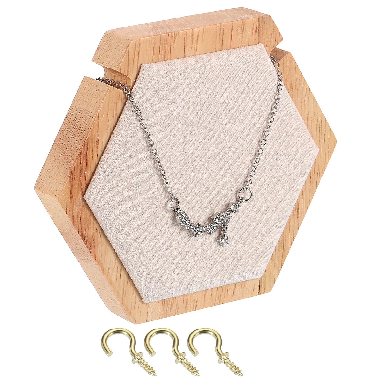 uxcell Hexagon Bracelet Display Stands Jewelry Organizer Holder for Earring Cards, Necklaces, Keychains, Beige