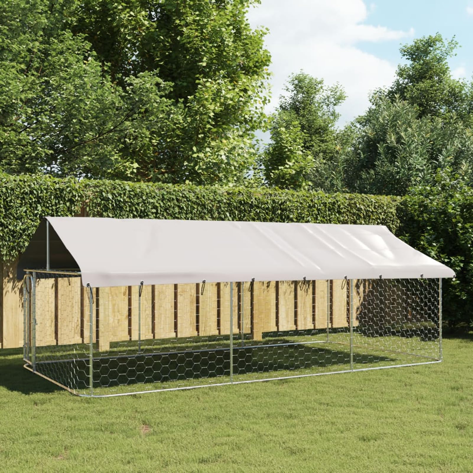 Gabbia e Recinto per Cani con Tetto Esterno, Box Canile 400x200x150 cm