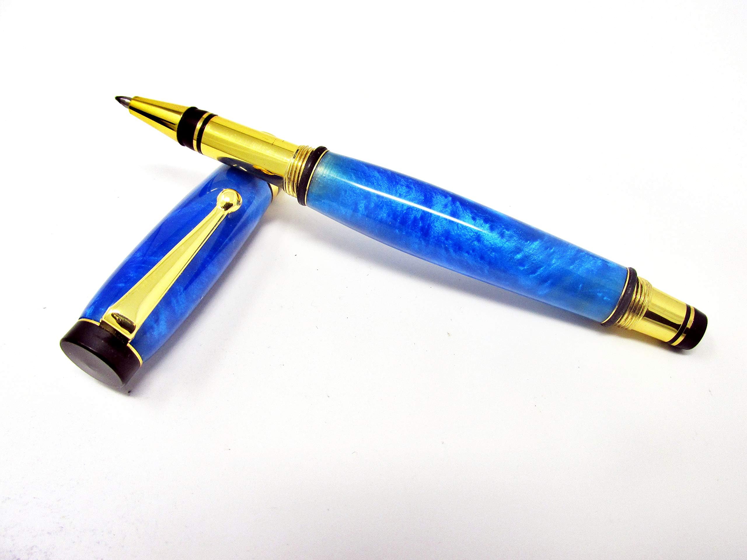Classic Dyna Blue Rollerball Pen with 24kt Gold Plating