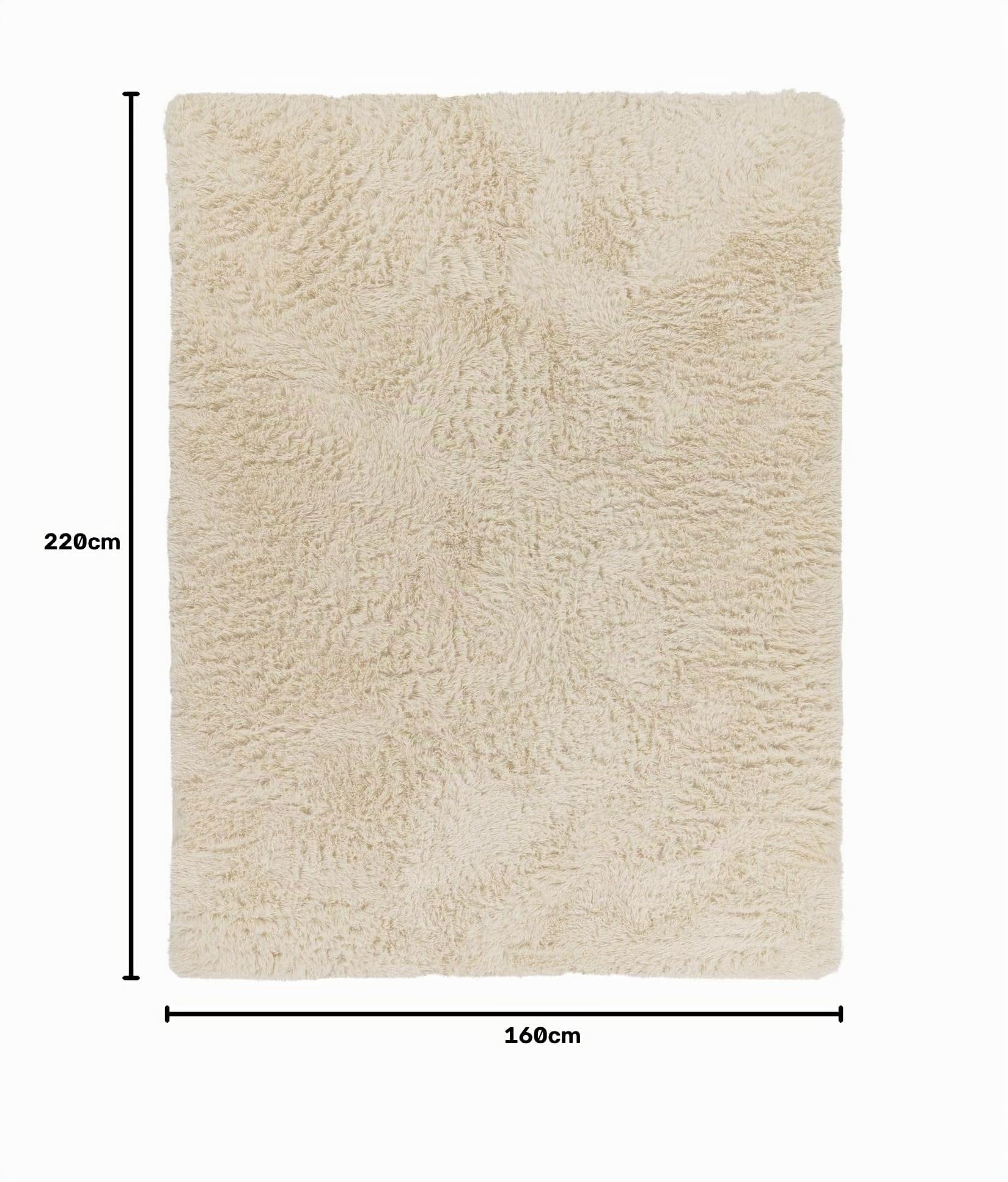 TT Home Tapis De Salon Tapis Shaggy Poil Long Doux Peluche Design Moderne Monochrome, Couleur: Beige Clair Crème, Dimension:160x220 cm