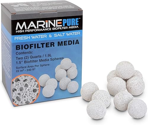 Miniatura 4 de CerMedia MarinePure Medios biofiltrantes de esfera de 1.5 pulgadas para acuarios marinos y de agua dulce, 2 cuartos de galón