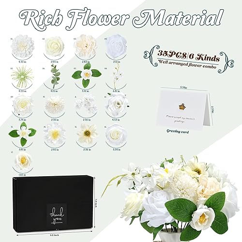 Miniatura 6 de Caja combinada de flores artificiales, mezcla de flores de espuma de seda falsa con tallo de alambre, ramo de novia, boda, fiesta, decoración del