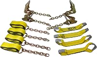 Mytee Products 8-Point Roll Back Tie Down Kit with Chain Ends - 14ft Heavy Duty for Car Haulers, Tow Trucks & Flatbeds