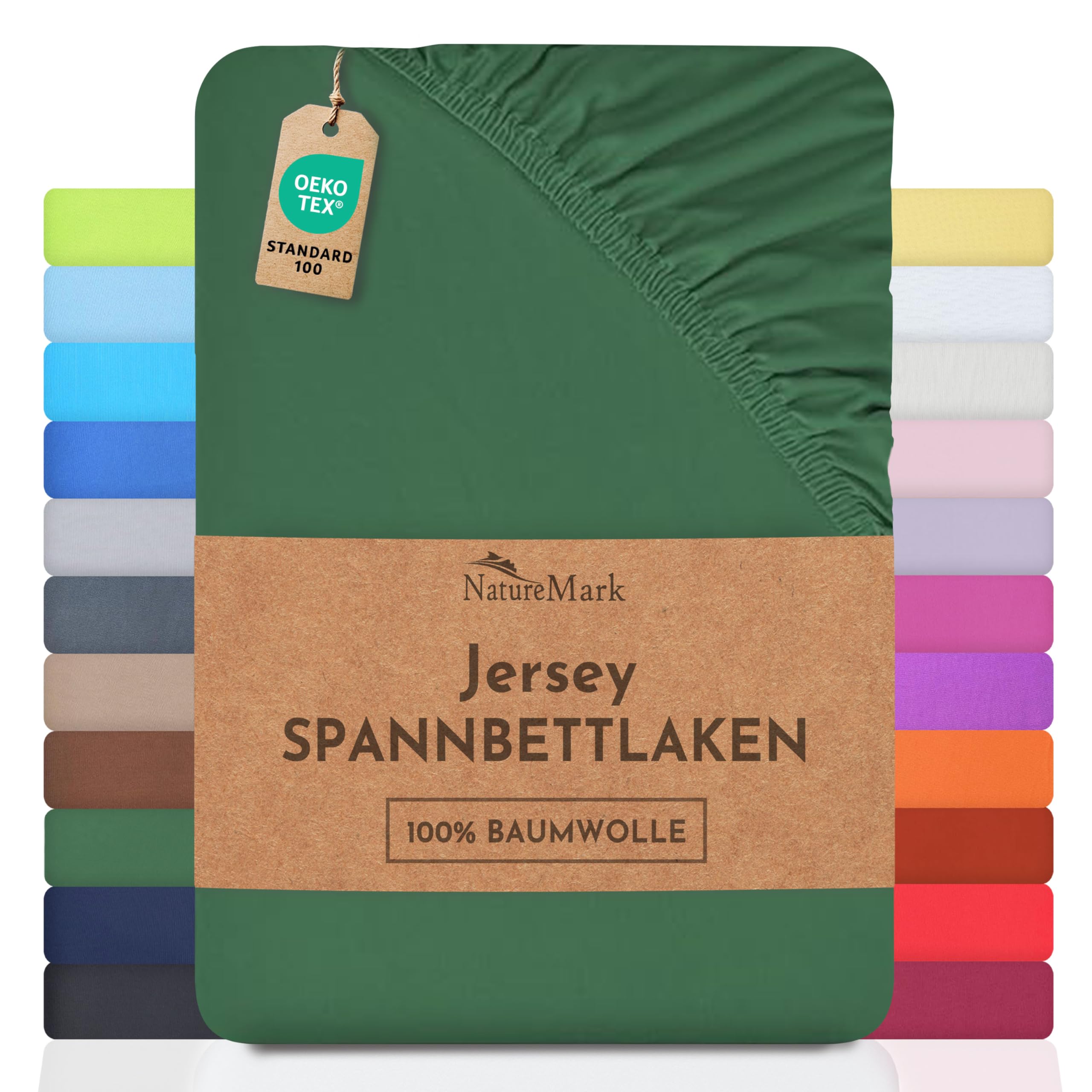 NatureMark Kinder Jersey Spannbettlaken, Spannbetttuch 100% Baumwolle in vielen Größen und Farben MARKENQUALITÄT ÖKOTEX Standard 100