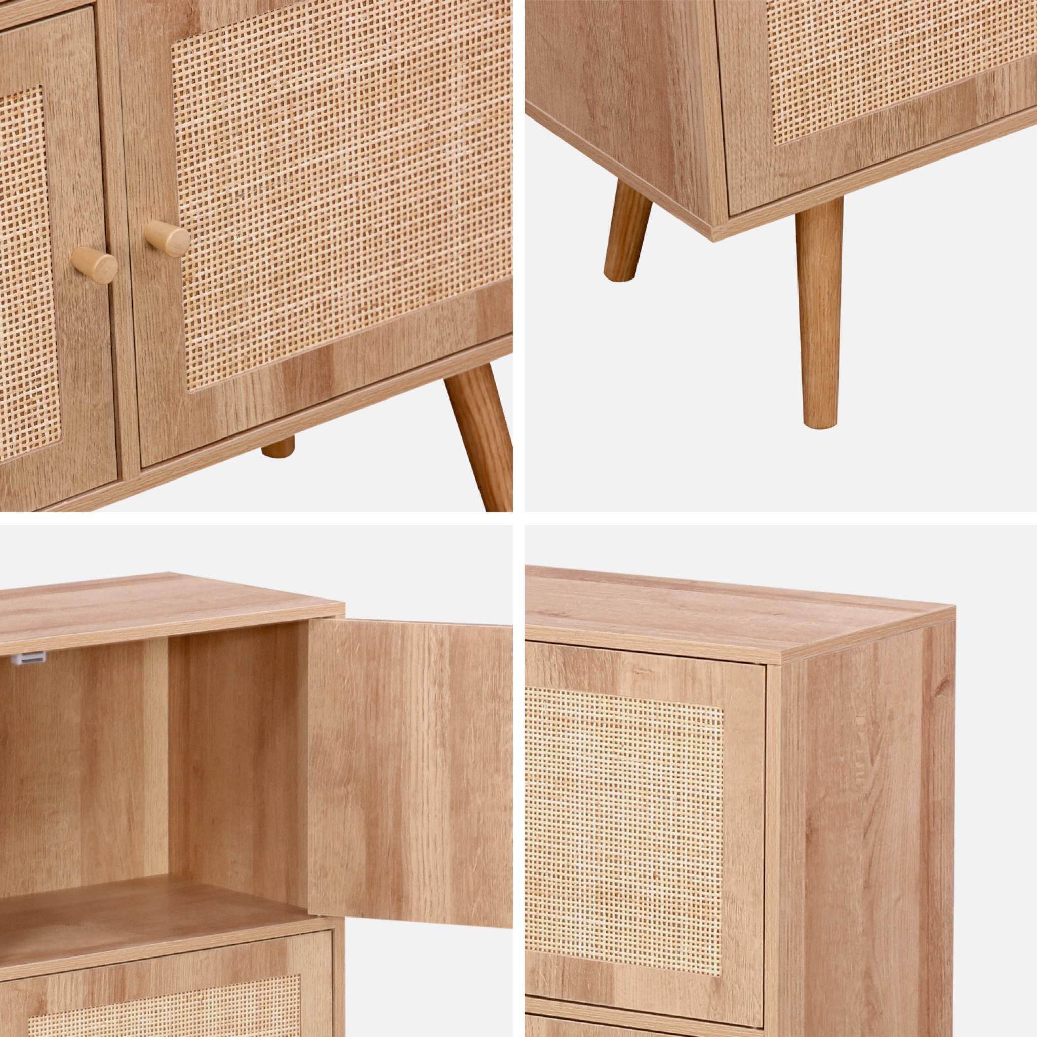 sweeek - Commode Enfant décor Bois 4 Portes en cannage