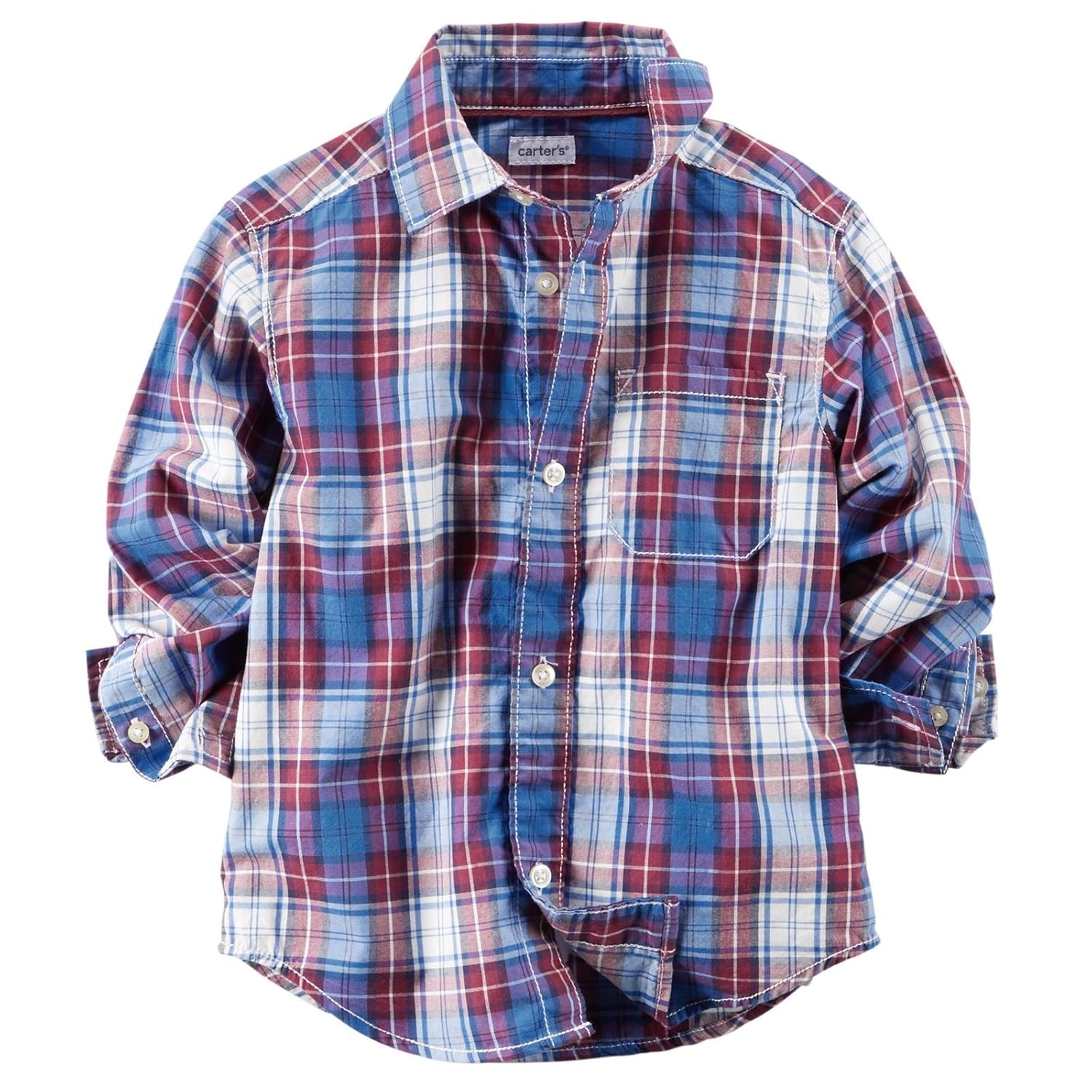 Buy carter's Little Boys' Plaid Button Down Shirt (Toddler) Red/Blue