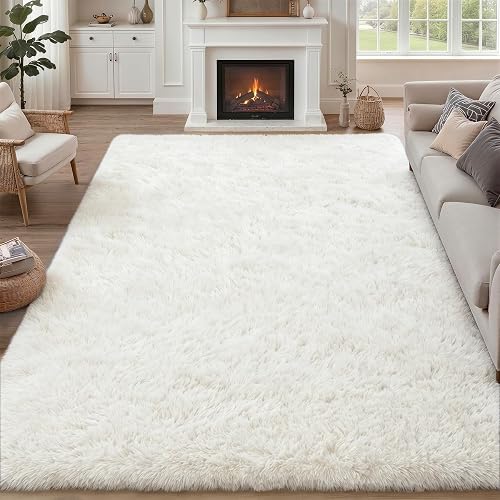 Luxturiy 8x10 Fluffy Plush Shag Rug (Ivory)