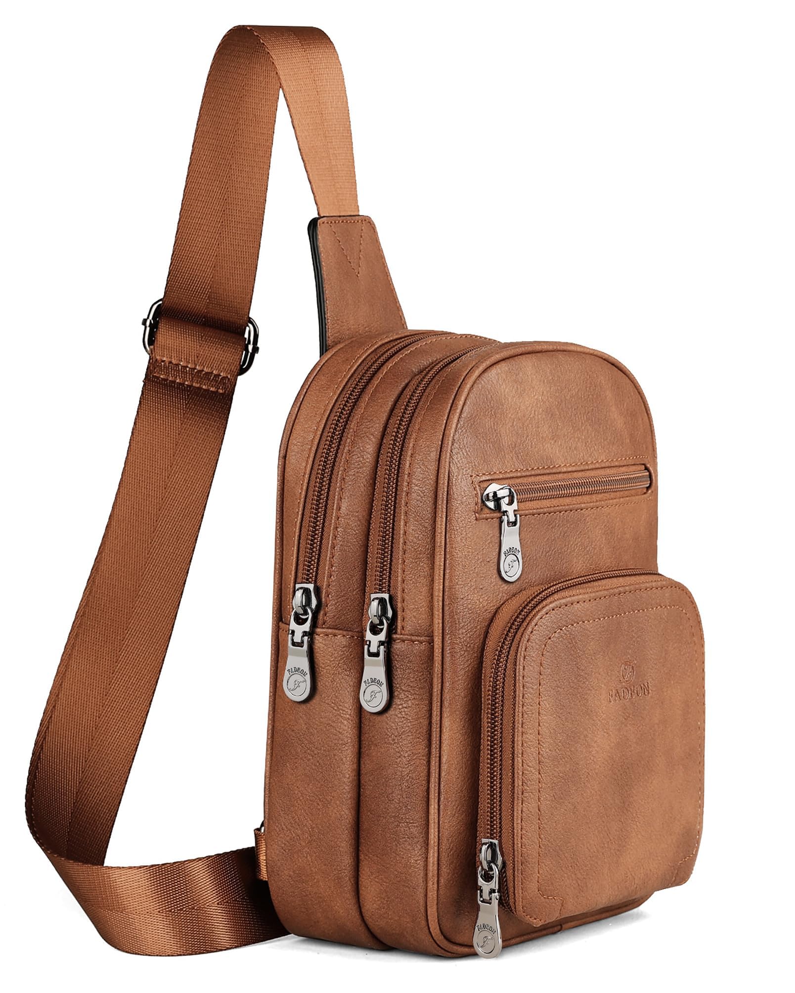 FADEON Sling Bags for Women Crossbody Bags Designer PU Leather Sling Purse Multi-Pocket Packs with Card Slot Purse
