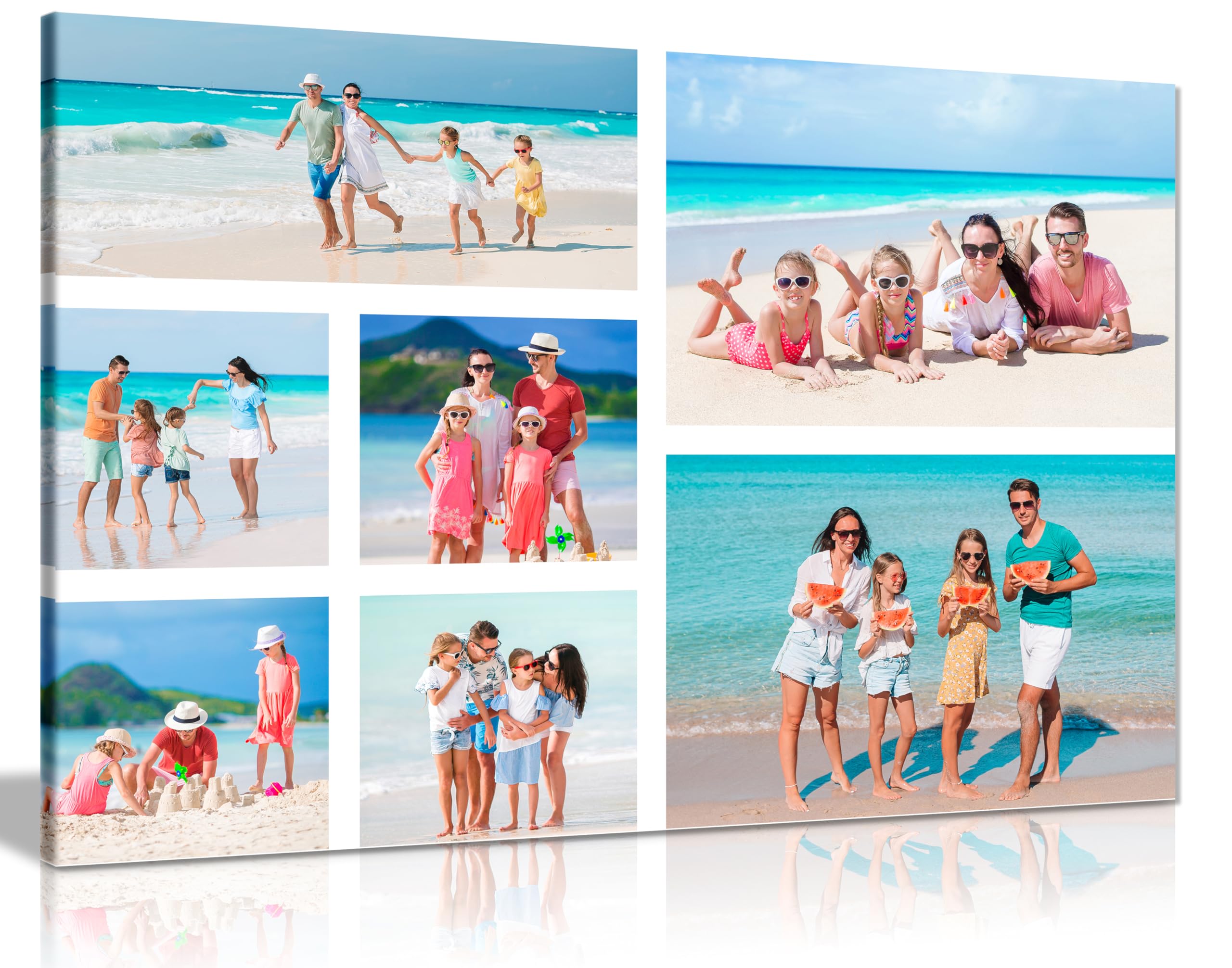 7 Photo Collage Landscape Personalised Canvas Print – Custom Photo Collage Wall Art – Multiple Sizes via “Customise Now” – Custom Printed Gift for Home & Occasions