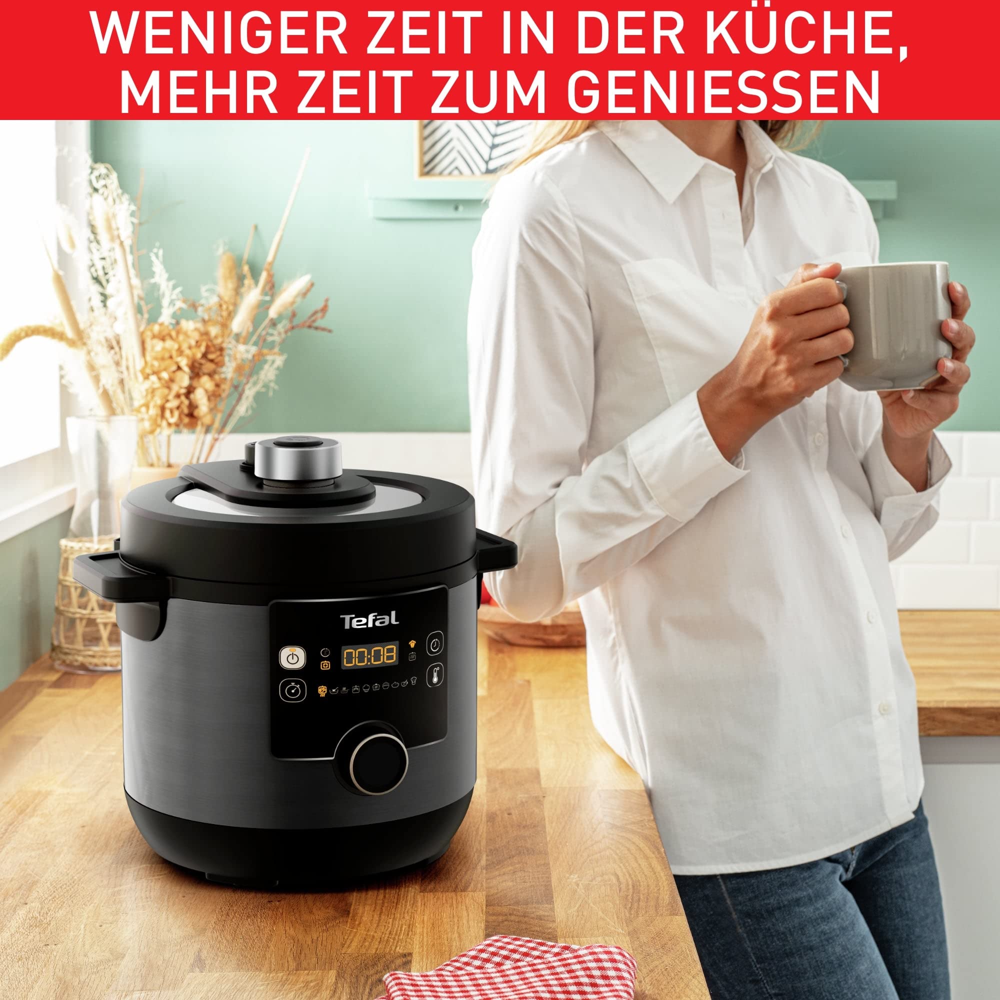 Tefal CY7788 Turbo Cuisine & Fry wielofunkcyjny garnek do gotowania | szybkowar i frytkownica na gorące powietrze | 14 automatycznych programów gotowania | Extra Crisp pokrywka | wszechstronna |