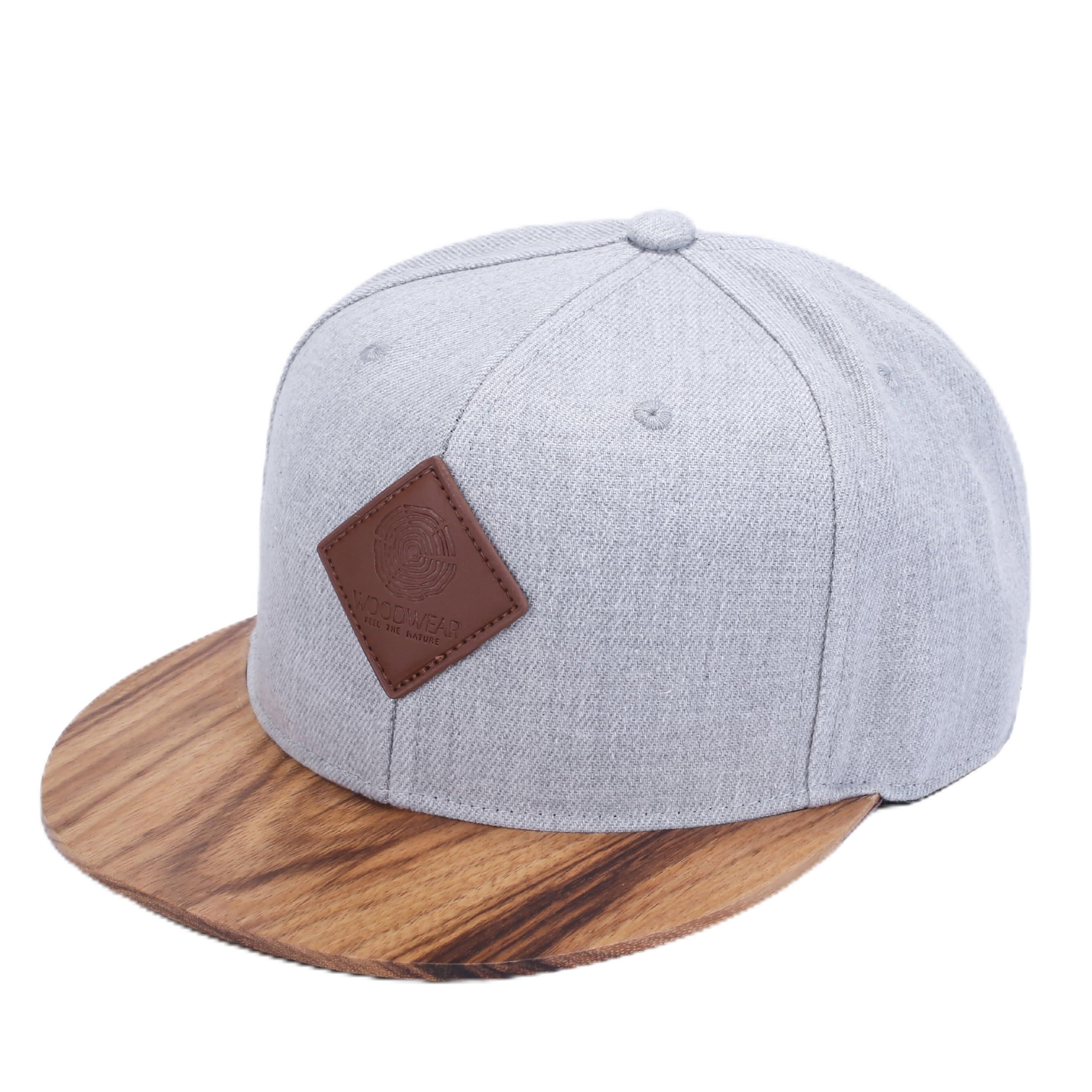 woodwear® Timberline Snapback Grey Timber – Premium Cap mit Echtholz-Schirm aus Walnuss, verstellbar, Unisex Basecap, Streetwear & Outdoor
