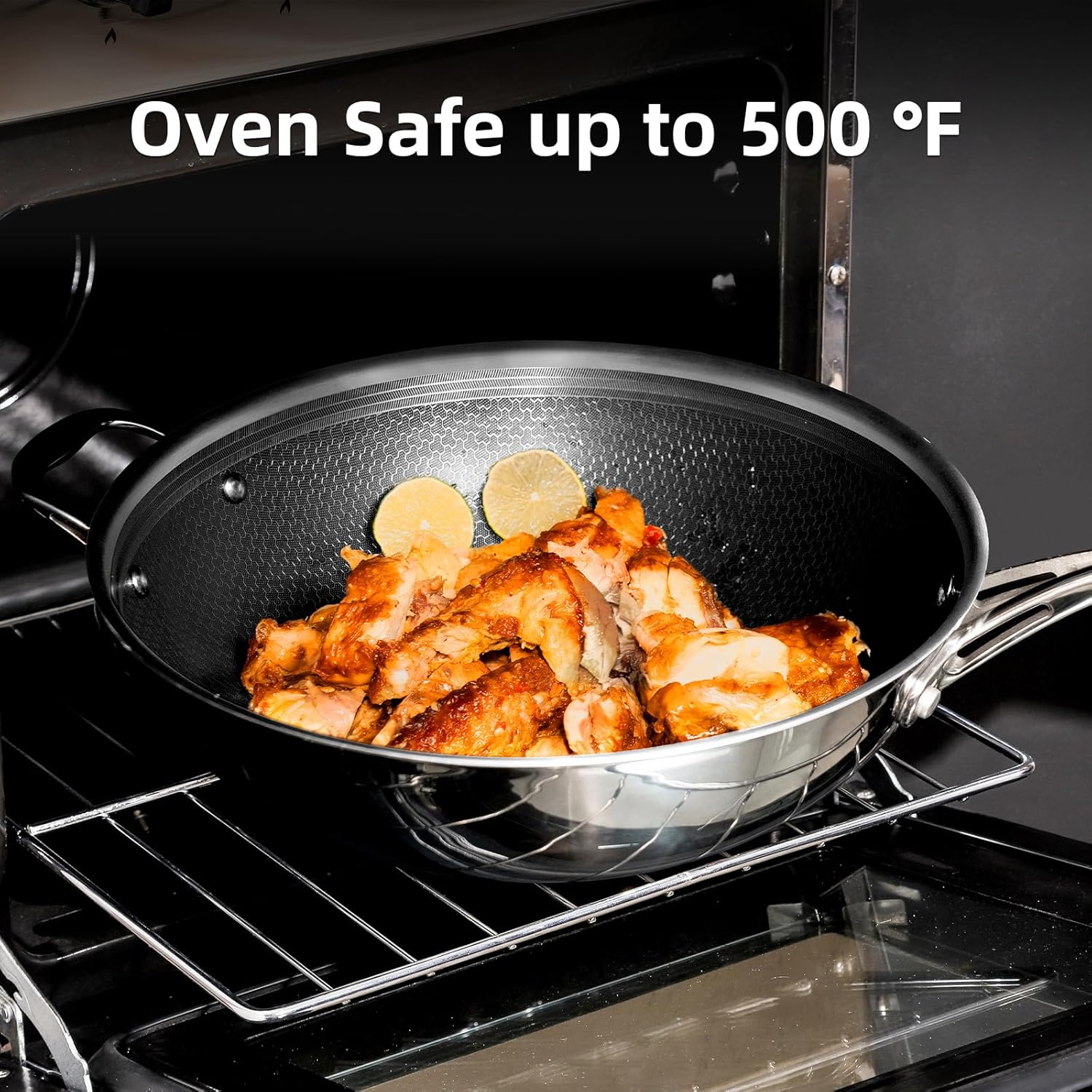 DELUXE Hybrid Ceramic Nonstick12 Inch Wok, Stay-Cool Handle,Dishwasher Oven Safe, Induction Ready, PFOA Free Compatible with All Cooktops - Image 7