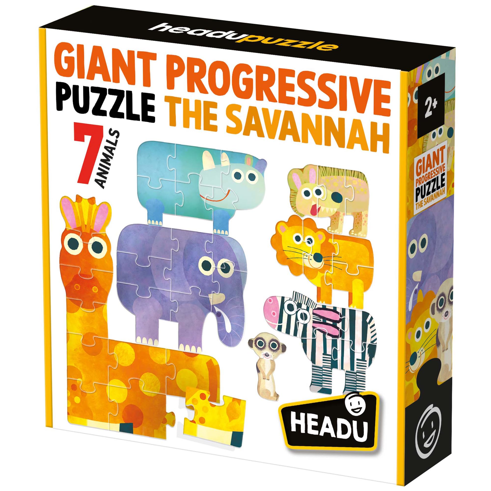 Headu Giant Progressive Puzzle The Savannah 7 Puzzle Con Grandi Pezzi Mu55362 Puzzle Educativi per Bambini Età 2+ Made in Italy