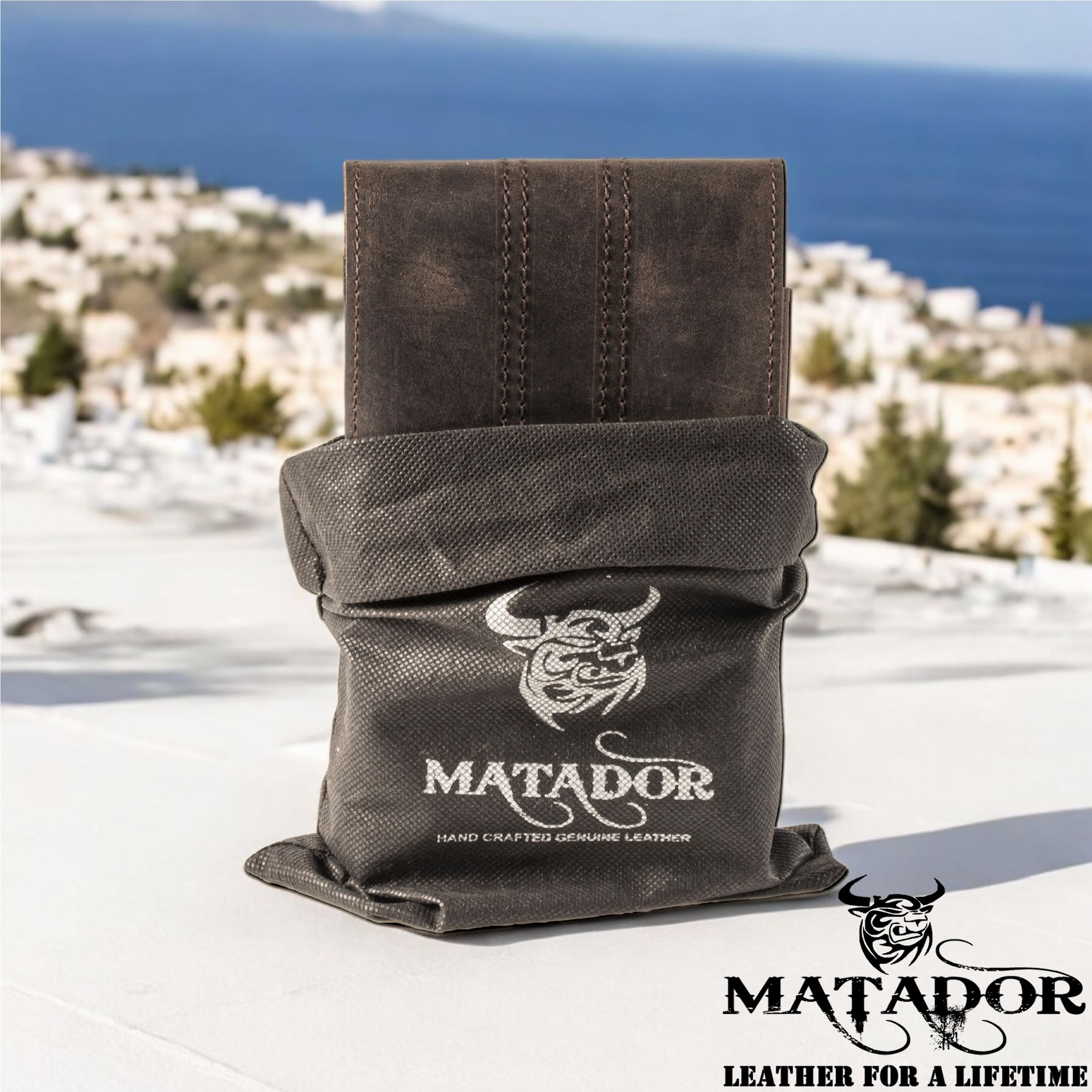 MATADOR Malaga XL - Sac banane en cuir pour homme - Spacieux avec double compartiment - Élégant pour smartphone jusqu'à 7,5" - Marron foncé, xl