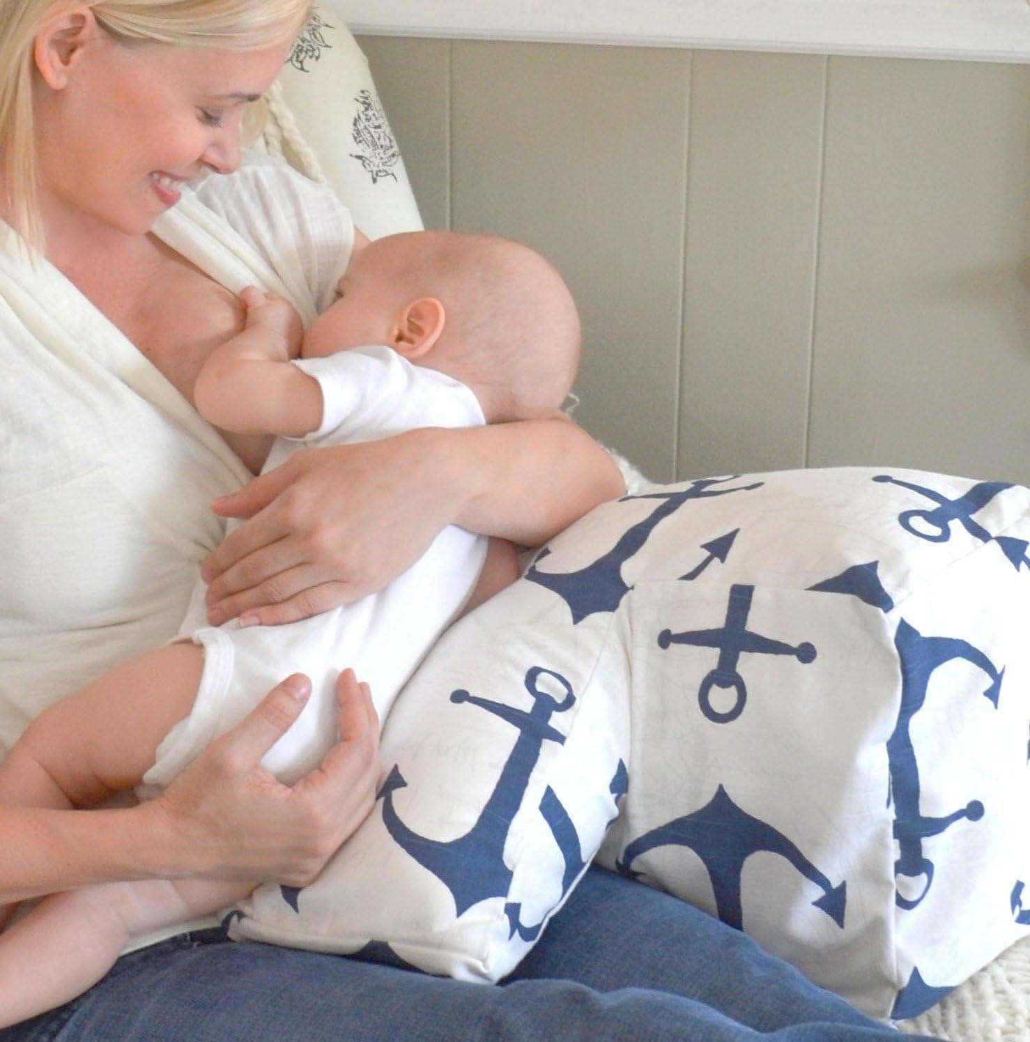 Angled Nursing Pillow for Breastfeeding- Hooked On You Navy
