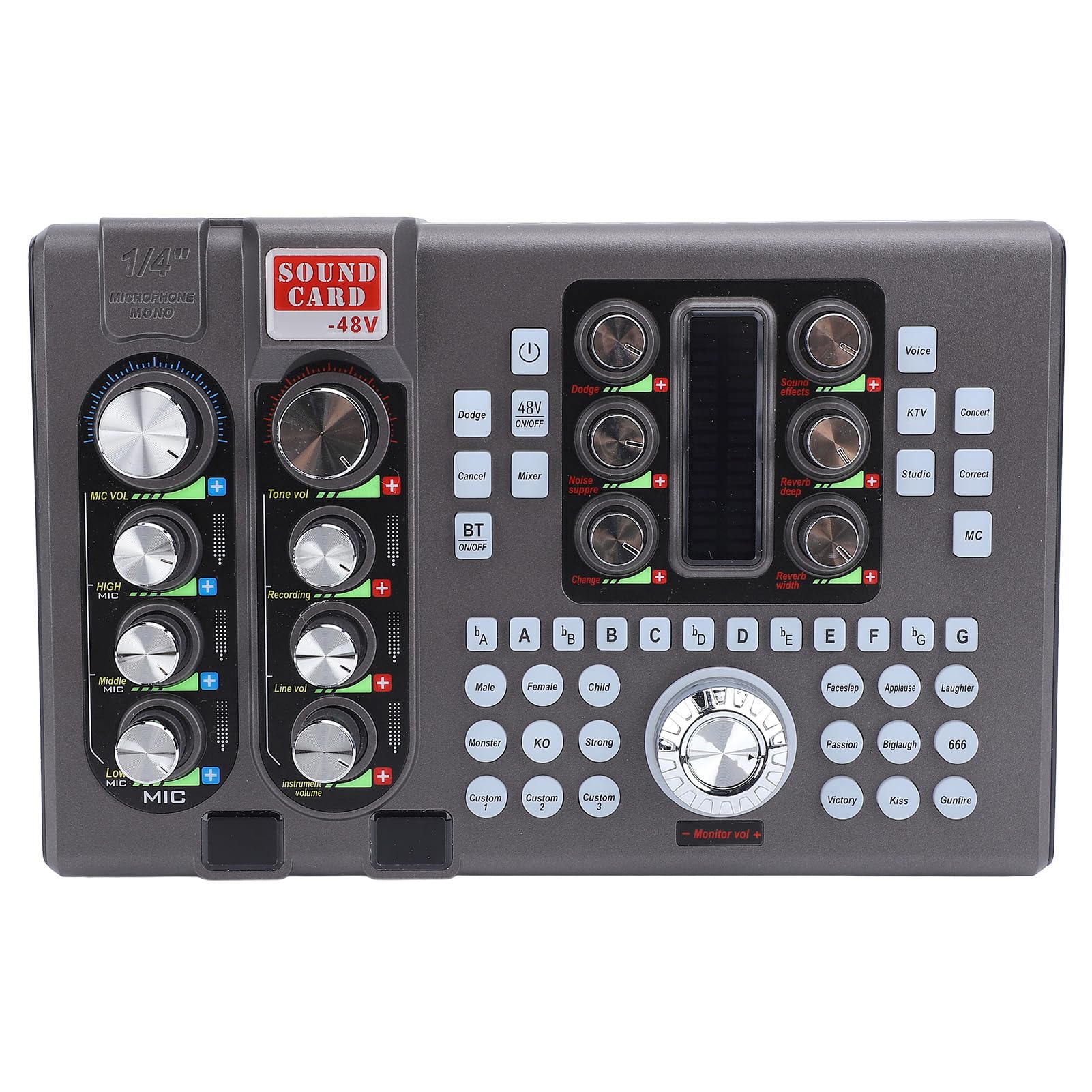 Scheda Audio Digitale Professionale con Dual Core, Mixer Audio Regolabile per Bassi Acuti per la Registrazione di Musica, Trasmissione di Canto, karaoke. Leggero e Portatile per
