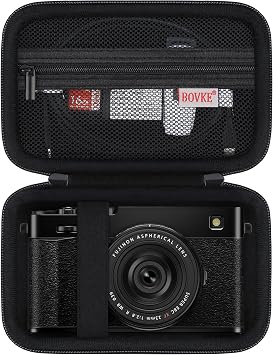 BOVKE Hard Carrying Case for FUJIFILM X-E5 Mirrorless Digital Camera, Extra Mesh Pocket for Batteries, SD Card, Charging Cables and More Additional Accessories, Black