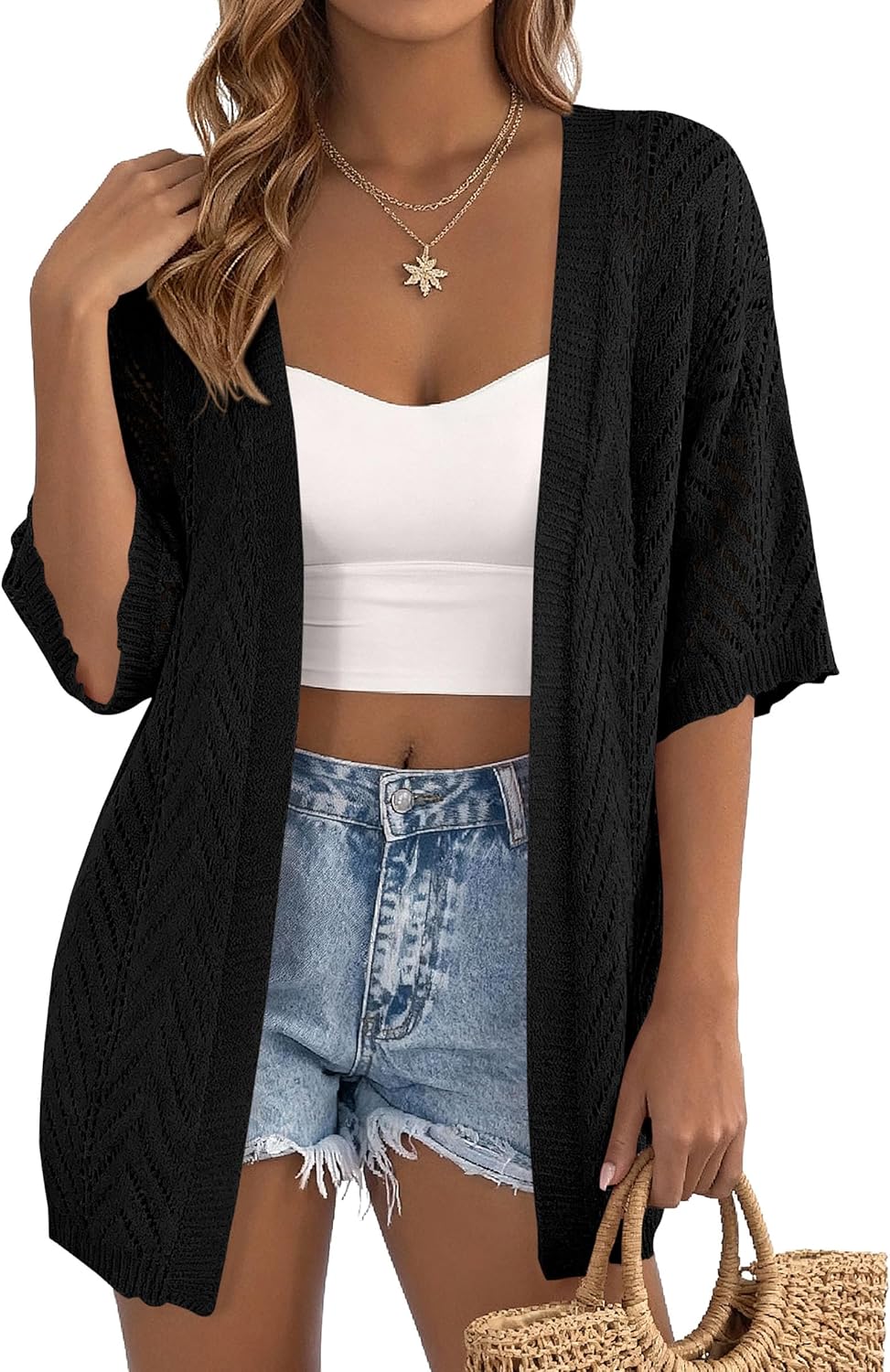 PRETTYGARDEN Women's Lightweight Summer Cardigans 2026 Short Sleeve Knit Crochet Coverups Spring Boho Beach Vacation Clothes - Image 6