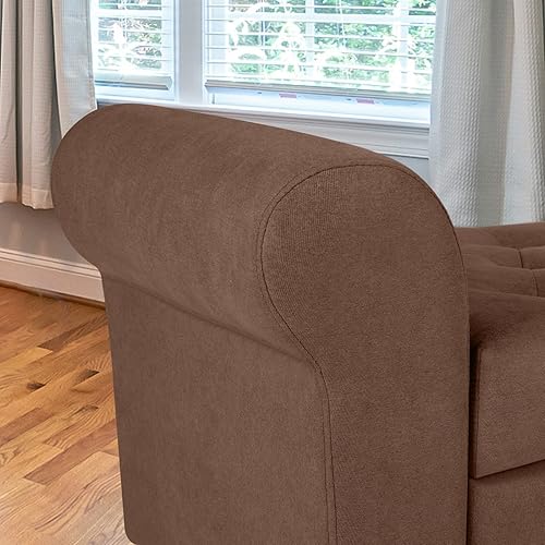 Miniatura 5 de Polar Aurora Banco de almacenamiento con sofá otomano tapizado con brazo enrollado y patas de madera maciza para dormitorio, extremo de cama,