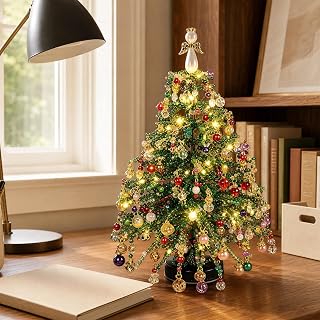 DIY Festive Bead Craft Gift Set Christmas Tree Lights | Handmade Holiday Decor for Desk Shelf Family Activity Bead Ornament Set
